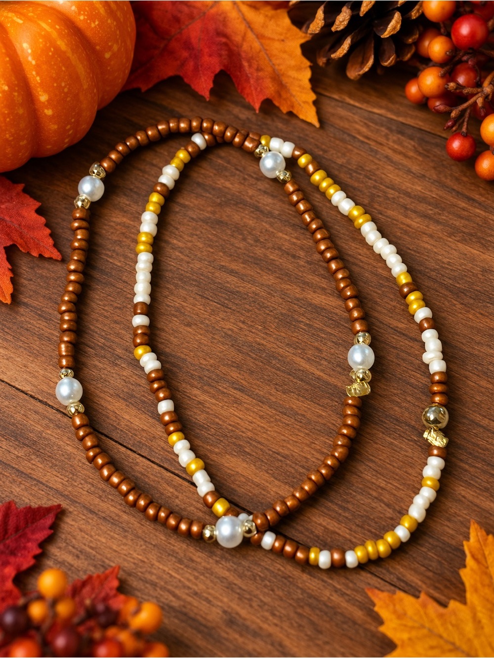 Enewton Inspired Bead Bracelets 2 Pc. New Stretchy Fall colors browns